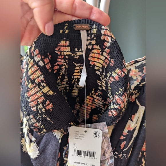 Nwt Free People Floral Black Top - Picture 5 of 7